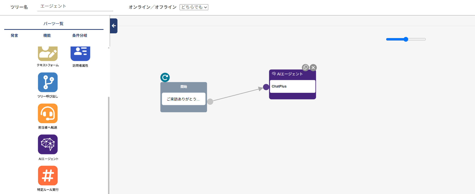 ツリーエディタでのエージェント設定